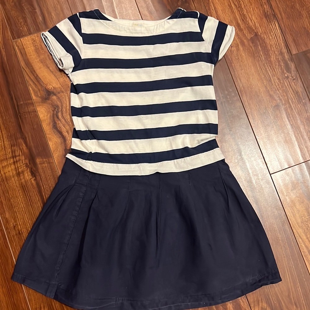 Crewcuts Navy and White Striped Dress Size 7